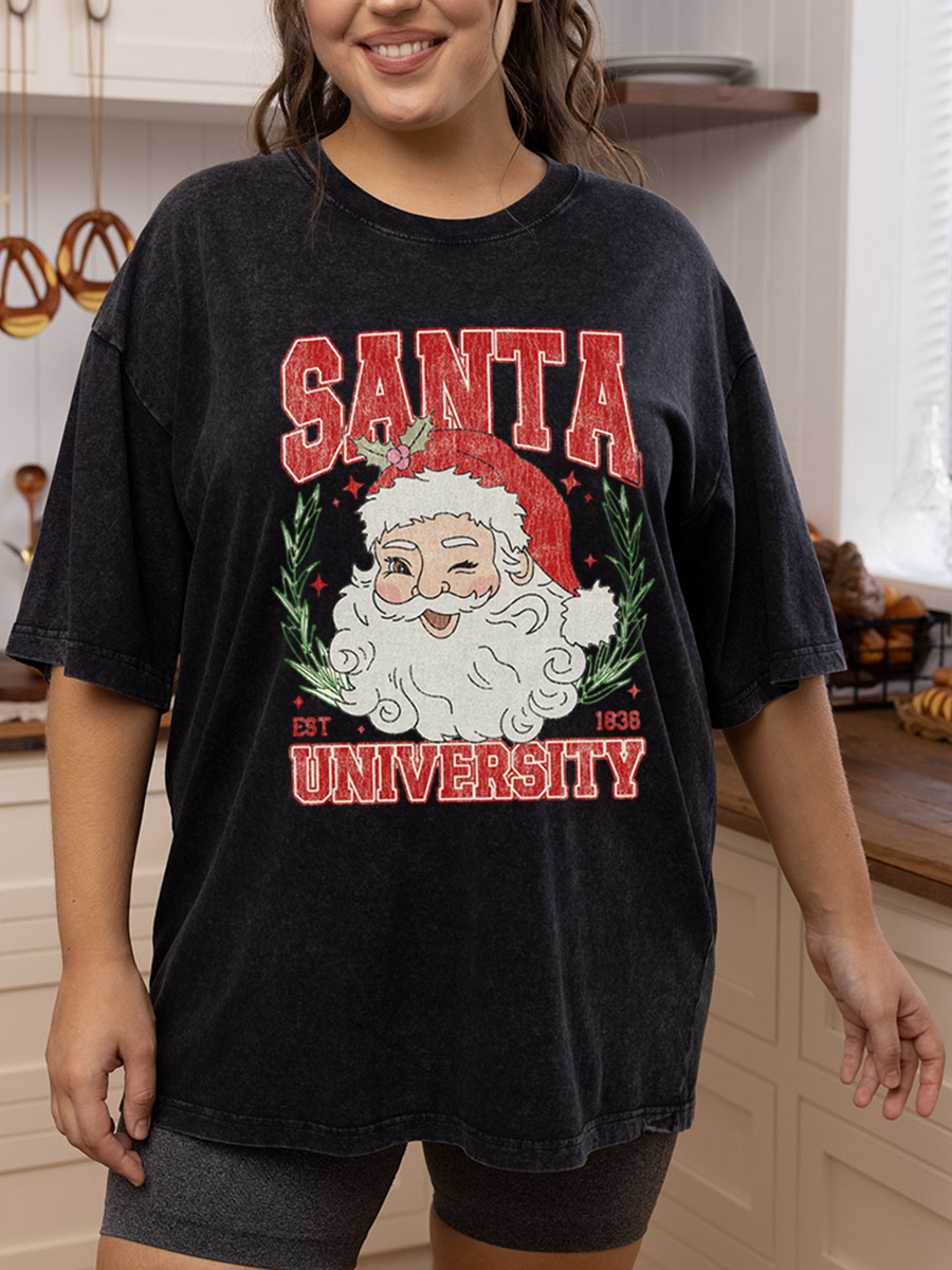 Vintage Santa University Oversize Washed T-Shirt