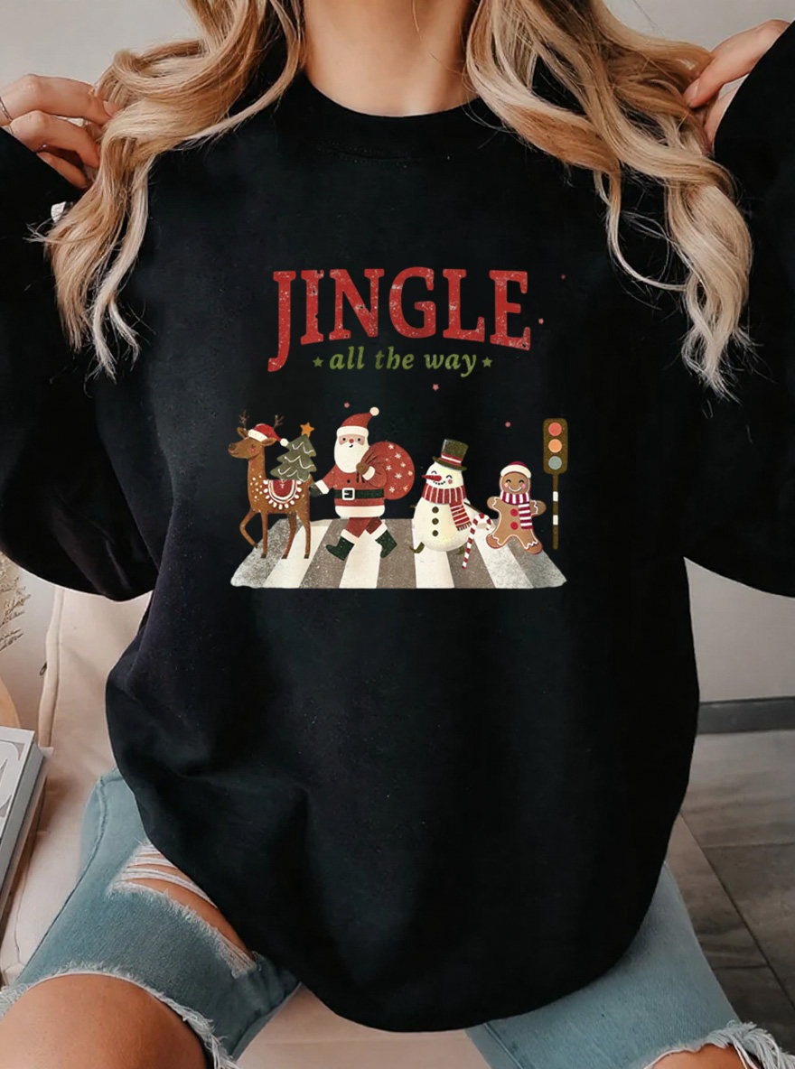 Vintage Jingle All The Way Oversize Graphic Sweatshirt