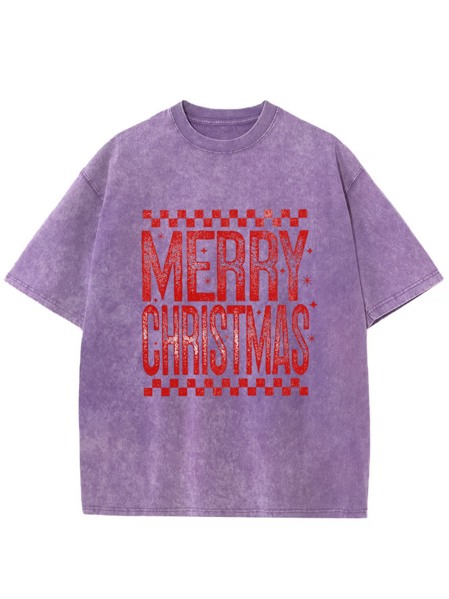 Vintage Merry Christmas Oversize Washed T-Shirt