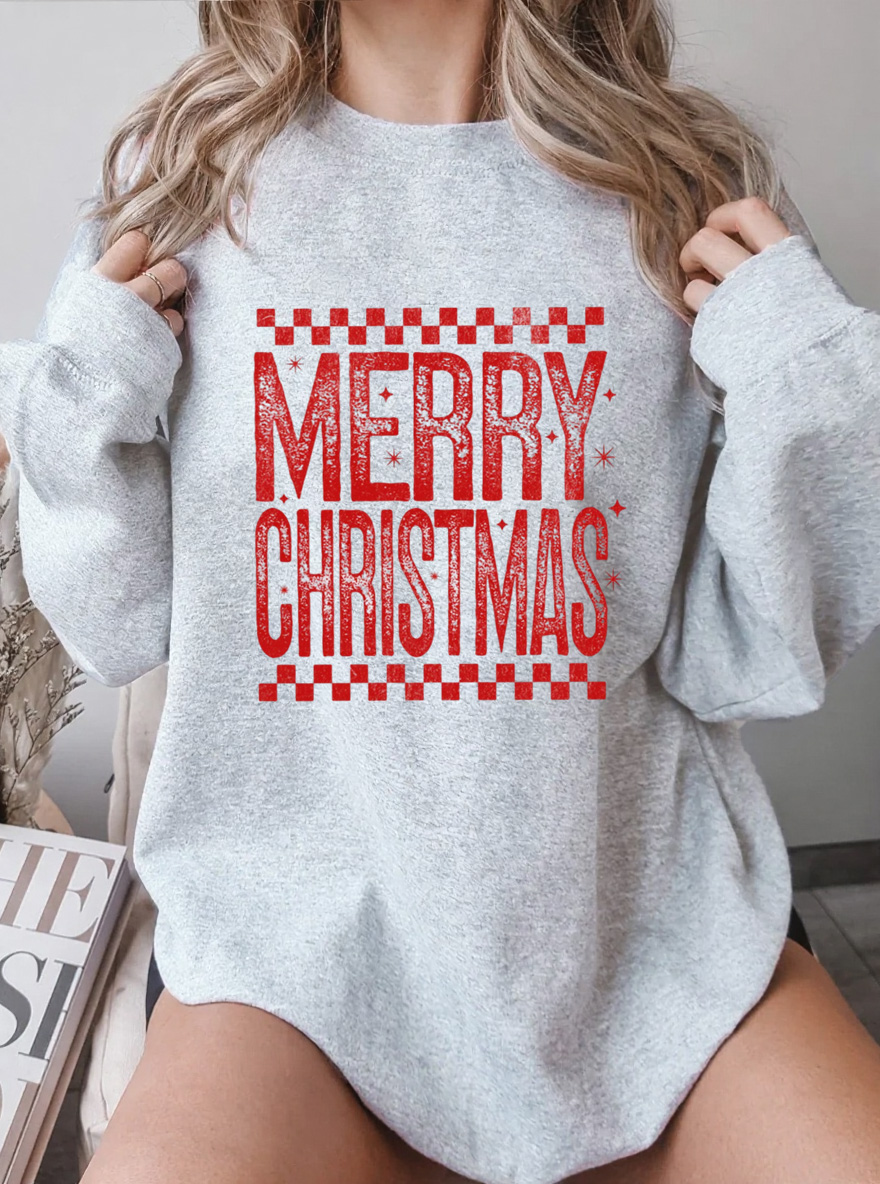 Vintage Merry Christmas Oversize Graphic Sweatshirt