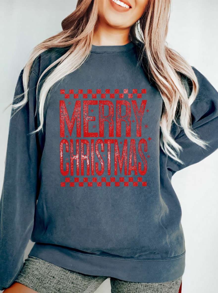 Vintage Merry Christmas Oversize Graphic Sweatshirt