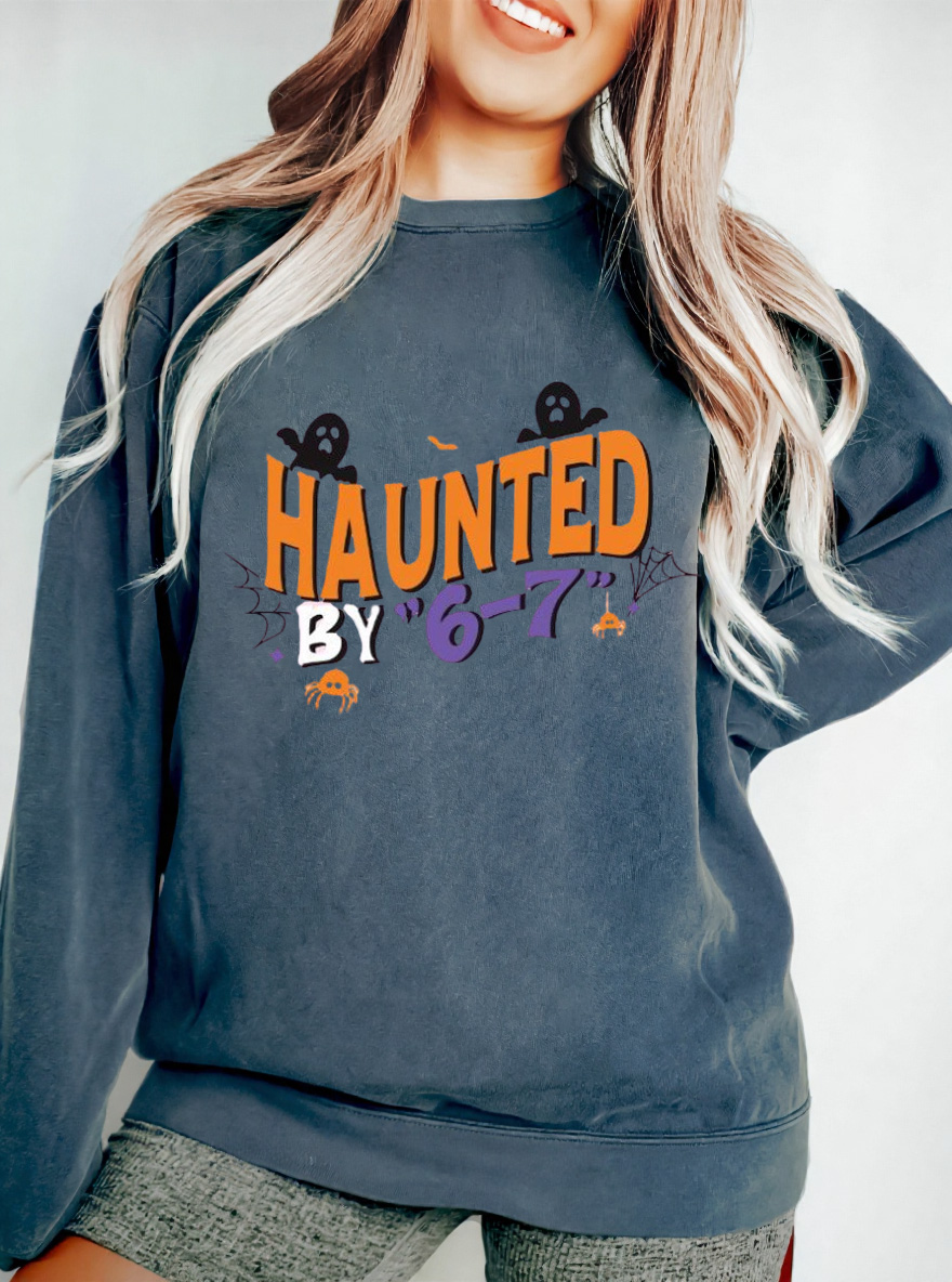 Vintage Haunted By 67 Meme Oversize Graphic Sweatshirt