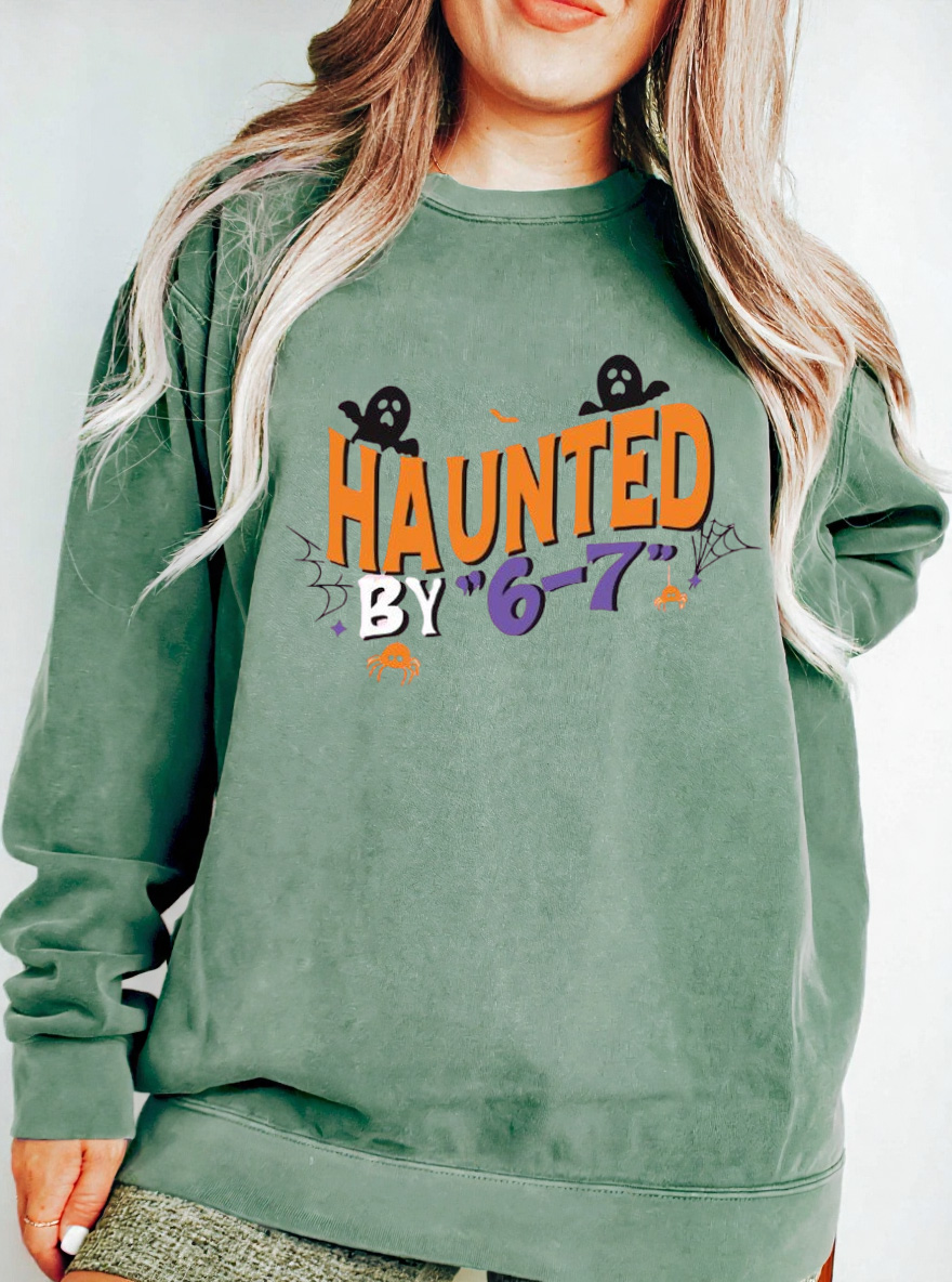 Vintage Haunted By 67 Meme Oversize Graphic Sweatshirt