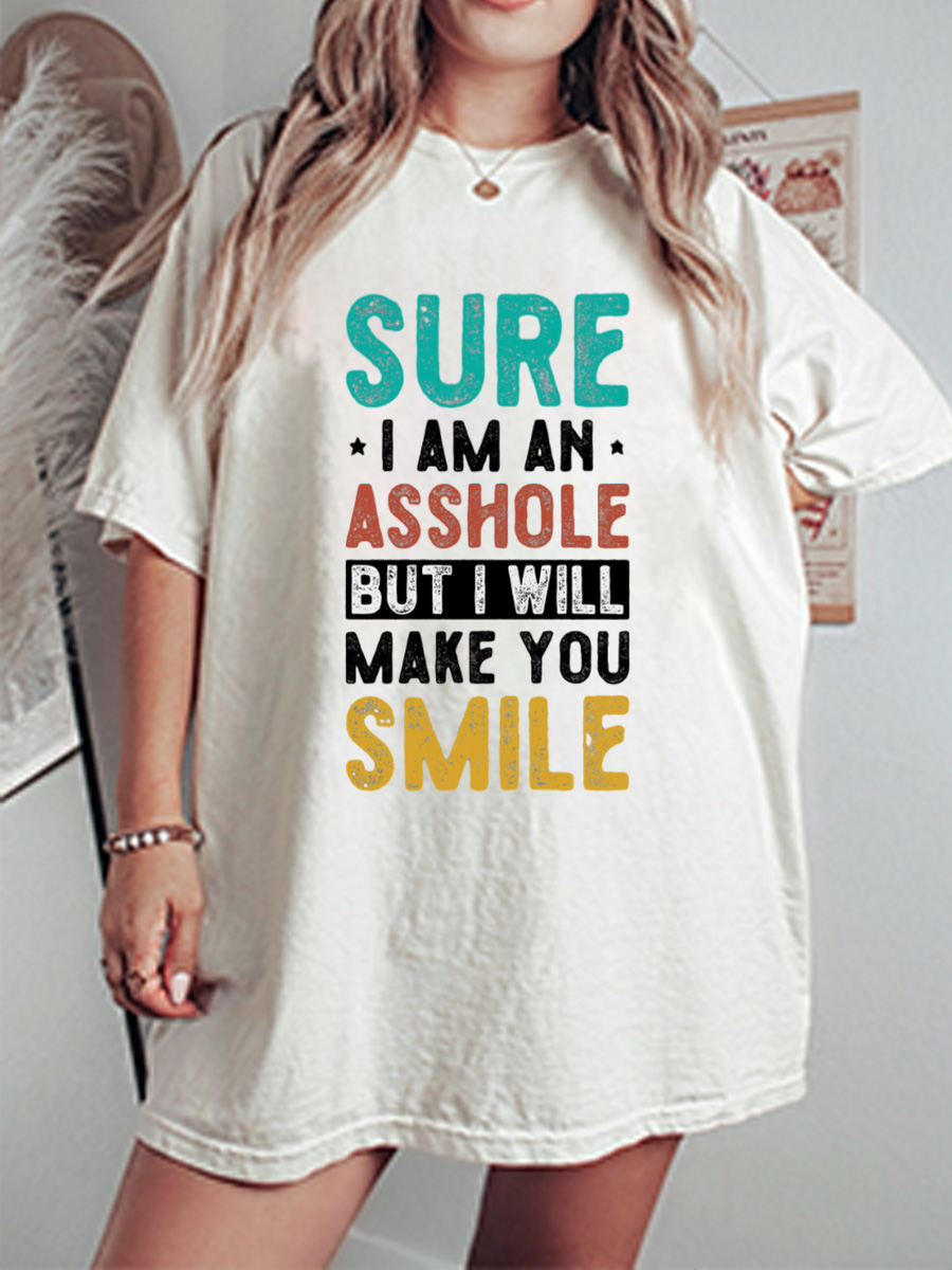 Vintage  I Will Make You Smile Oversize Graphic Tee