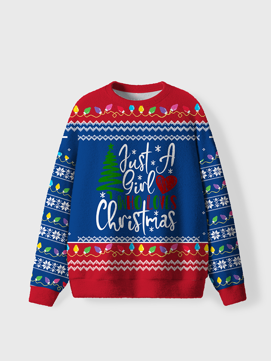Vintage Just A Girl Who Loves Christmas Ugly Sweater