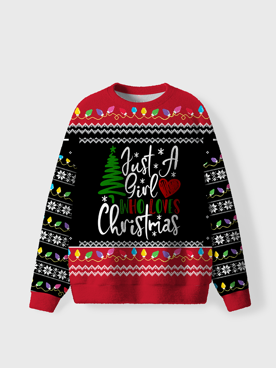 Vintage Just A Girl Who Loves Christmas Ugly Sweater