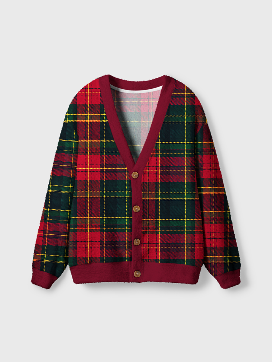 Vintage Classic Scottish Plaid Cardigan Sweaters