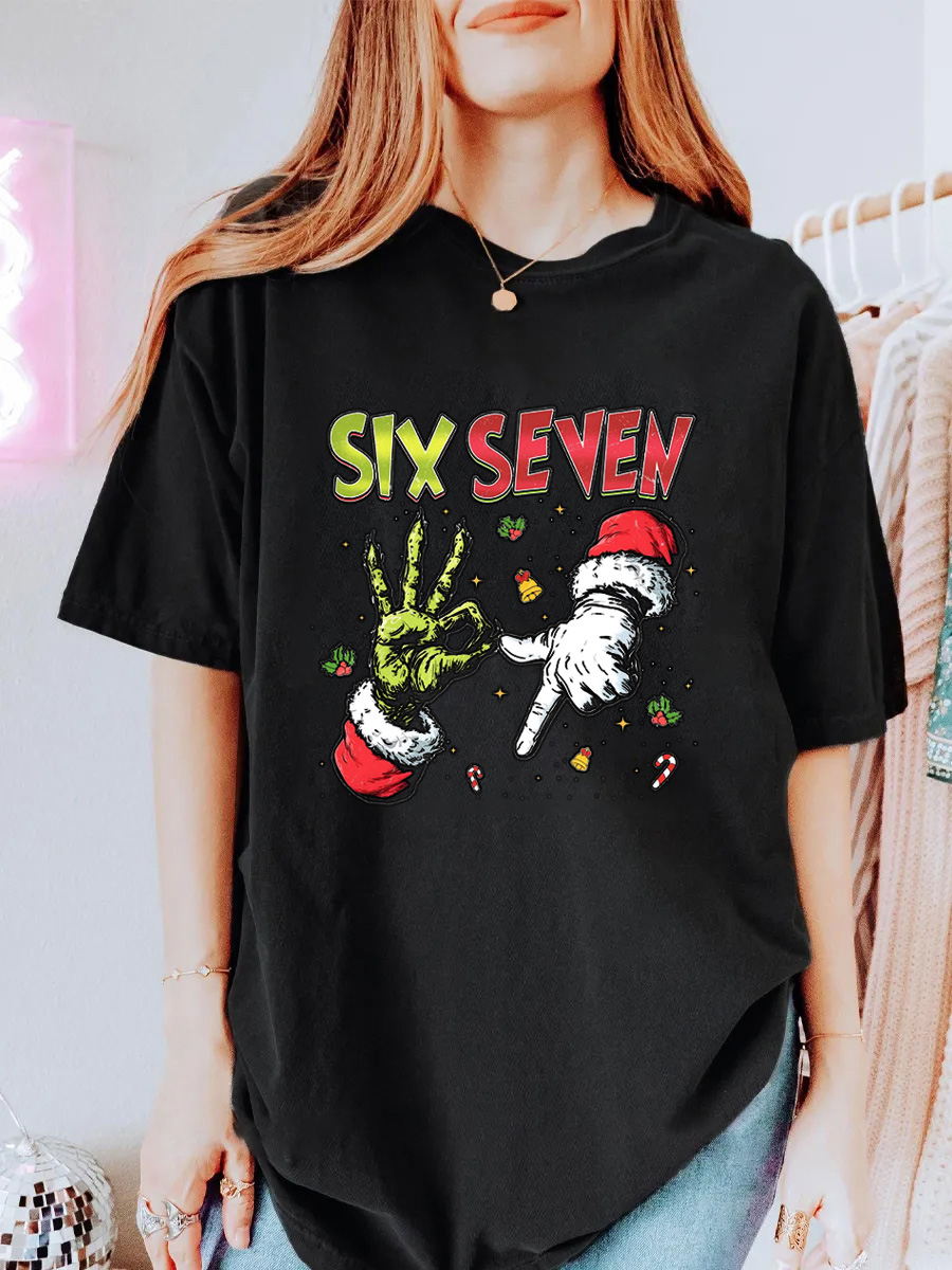 Vintage Trending Six Seven Meme Oversize Graphic Tee