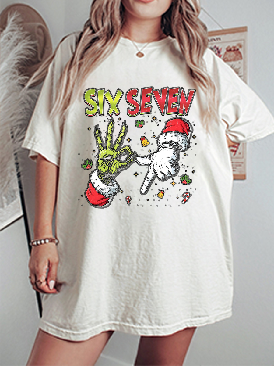 Vintage Trending Six Seven Meme Oversize Graphic Tee