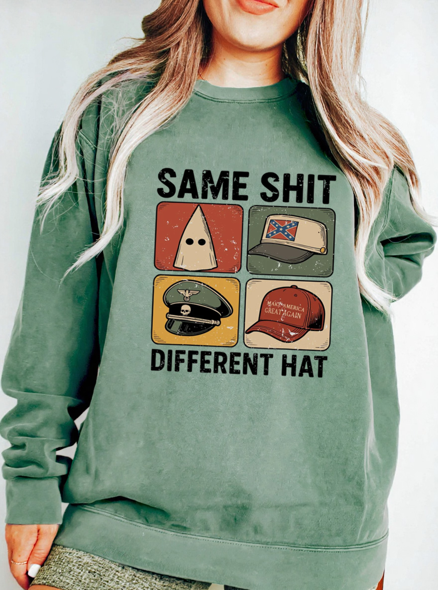 Vintage Same Shit Different Hat Oversize Graphic Sweatshirt