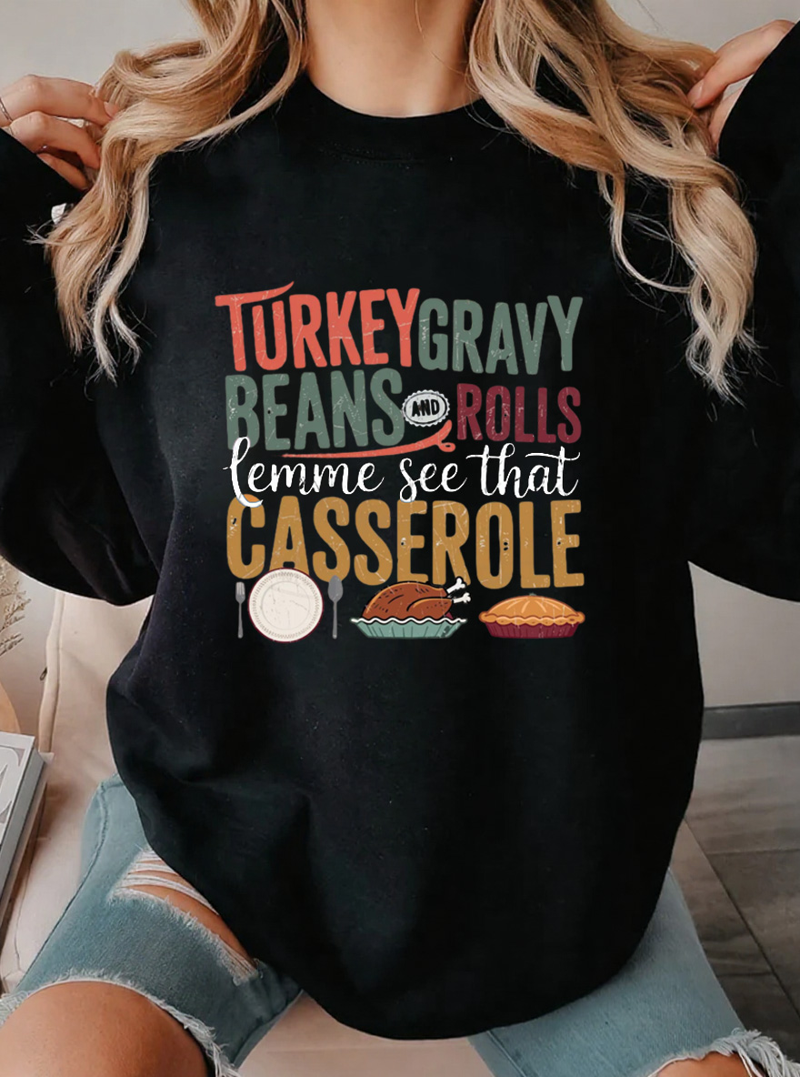 Vintage Turkey Casserole Oversize Graphic Sweatshirt