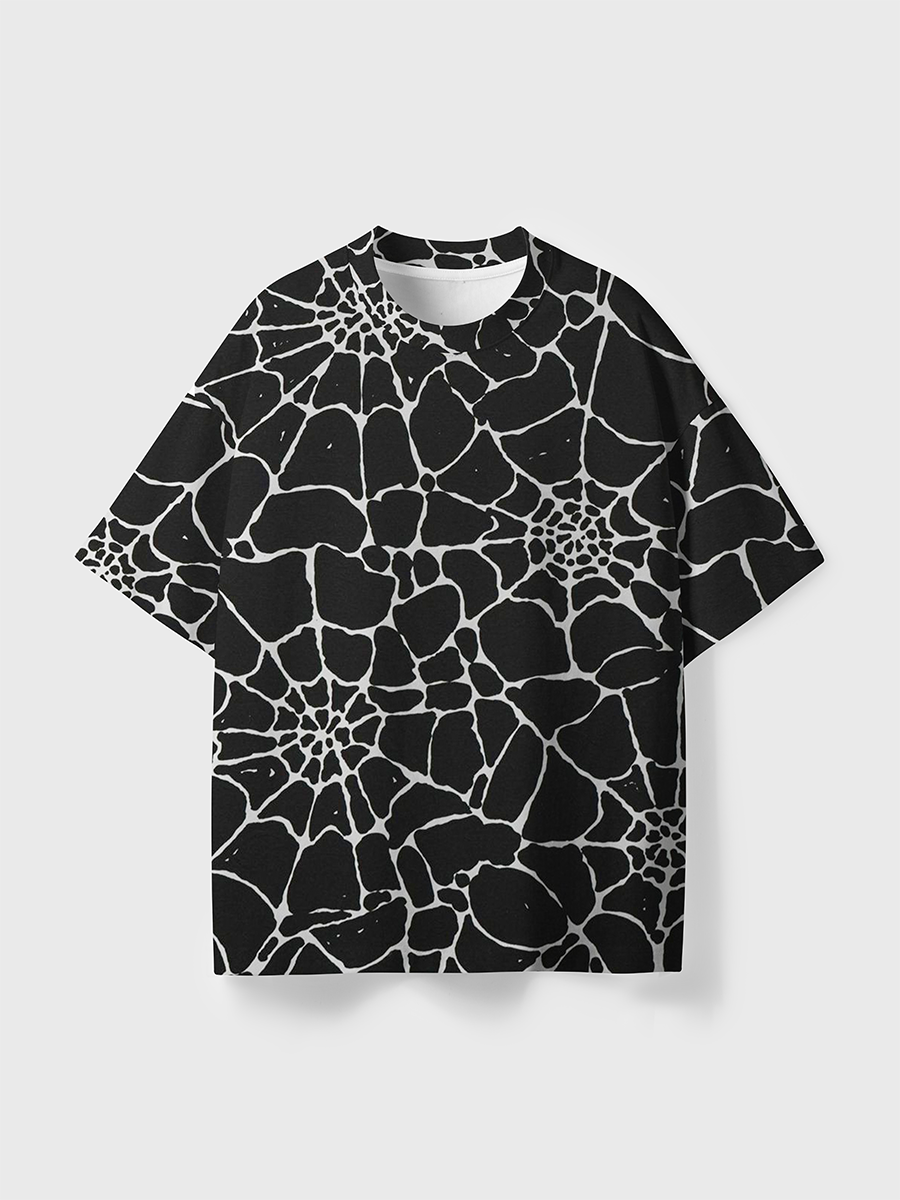 Vintage Minimal Spider Web Line Art Halloween All Over Print T-Shirt