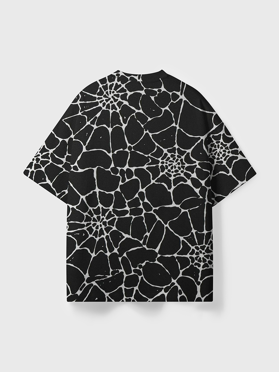 Vintage Minimal Spider Web Line Art Halloween All Over Print T-Shirt