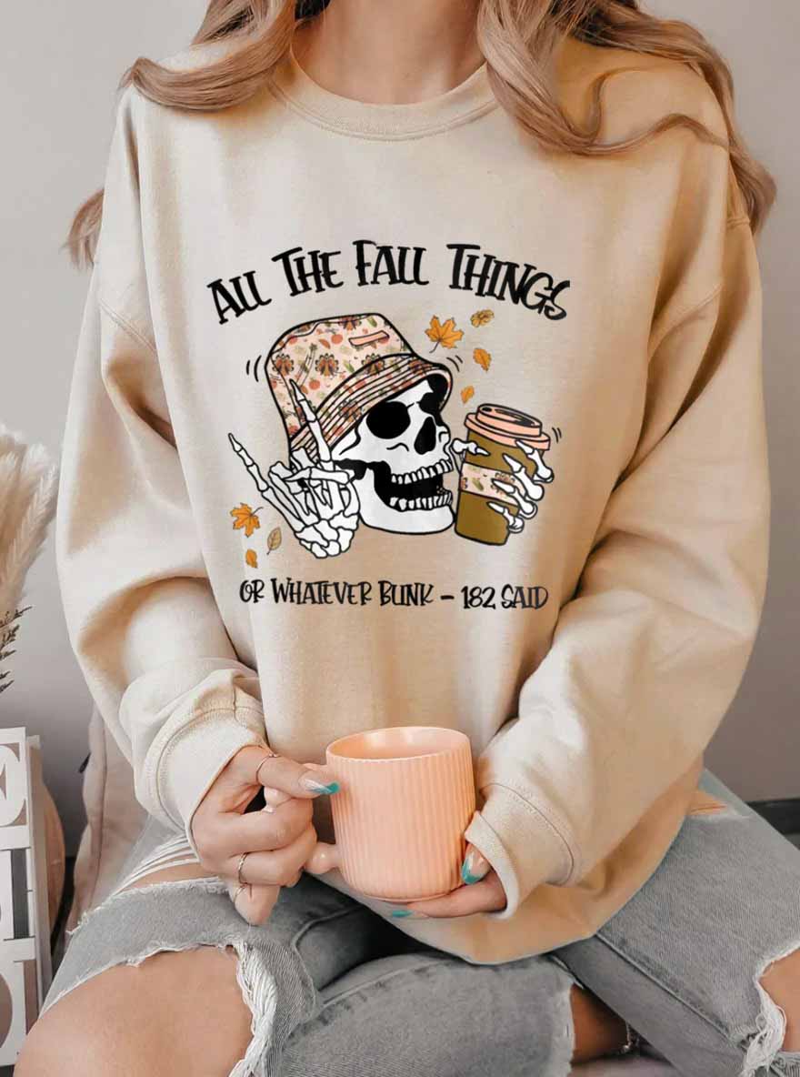 Vintage All The Fall Things Oversize Graphic Sweatshirt