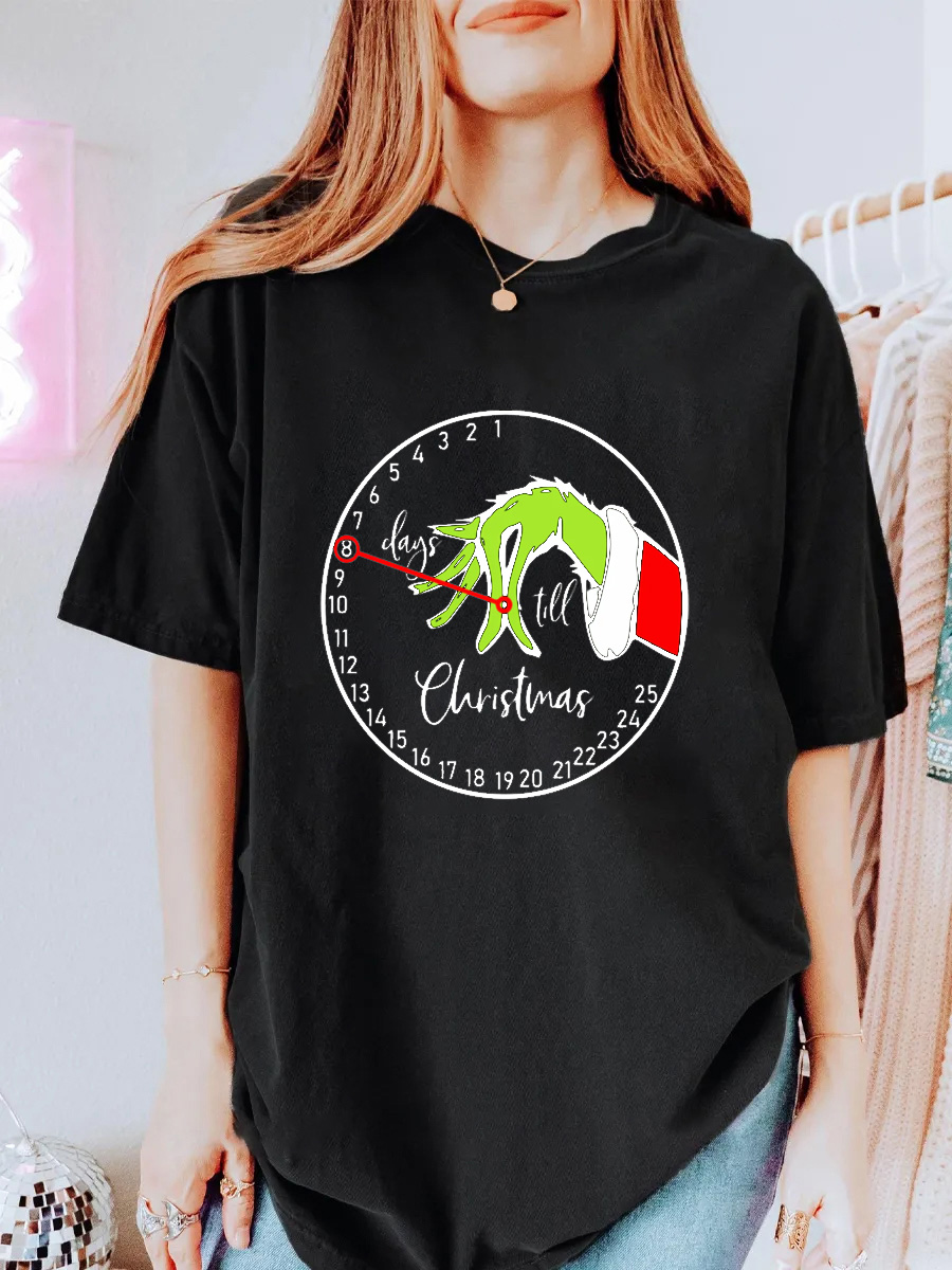 Vintage Day Til Christmas Oversize Graphic Tee