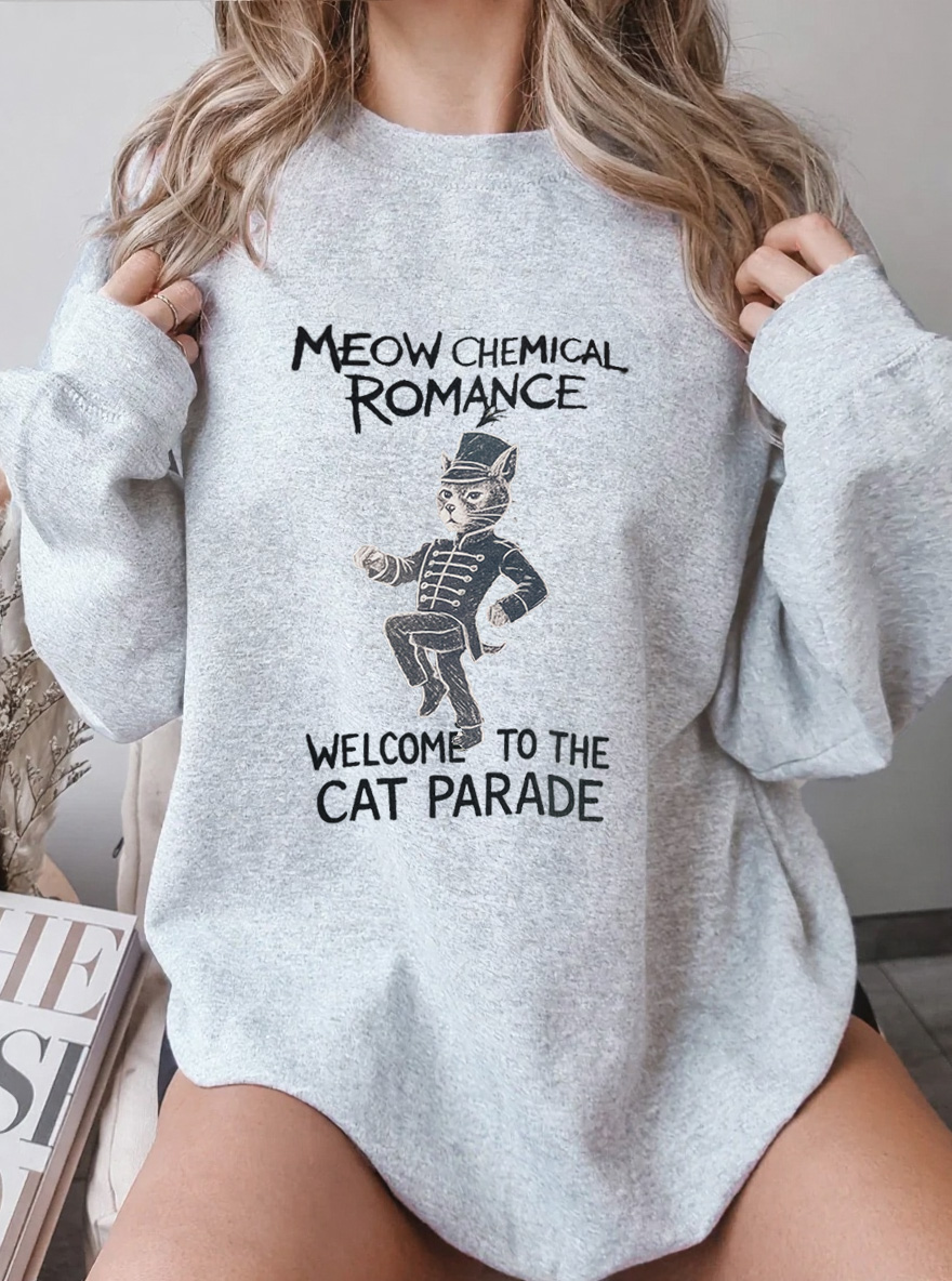 Vintage Meow Chemical Romance Oversize Graphic Sweatshirt
