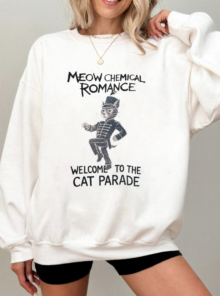 Vintage Meow Chemical Romance Oversize Graphic Sweatshirt