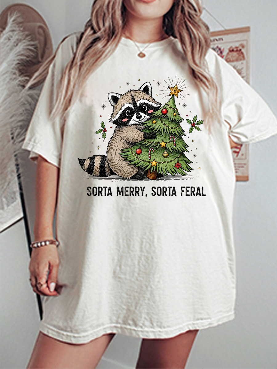 Vintage Sorta Merry Sorta Feral Oversize Graphic Tee
