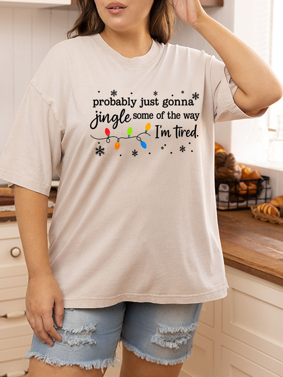 Vintage Christmas Jingle Song Oversize Washed T-Shirt
