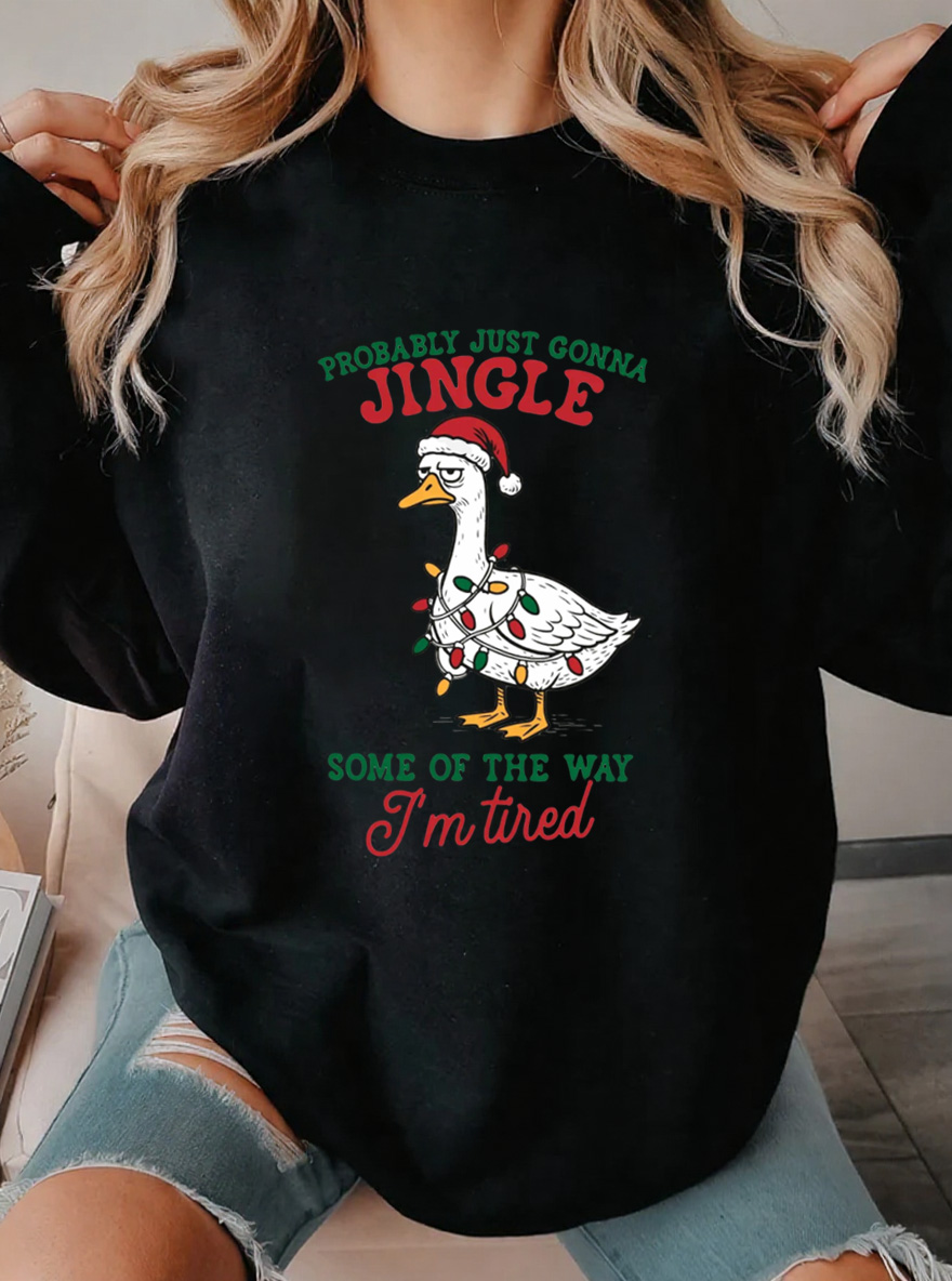 Vintage Probably Just Gonna Jingle Some Of The Way I Am Tired Oversize Graphic Sweatshirt