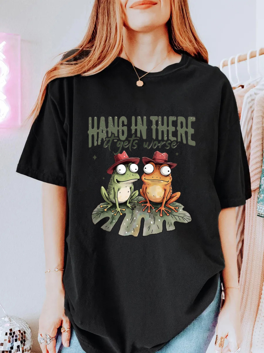 Vintage Hang In There It Gets Worse Oversize Graphic Tee