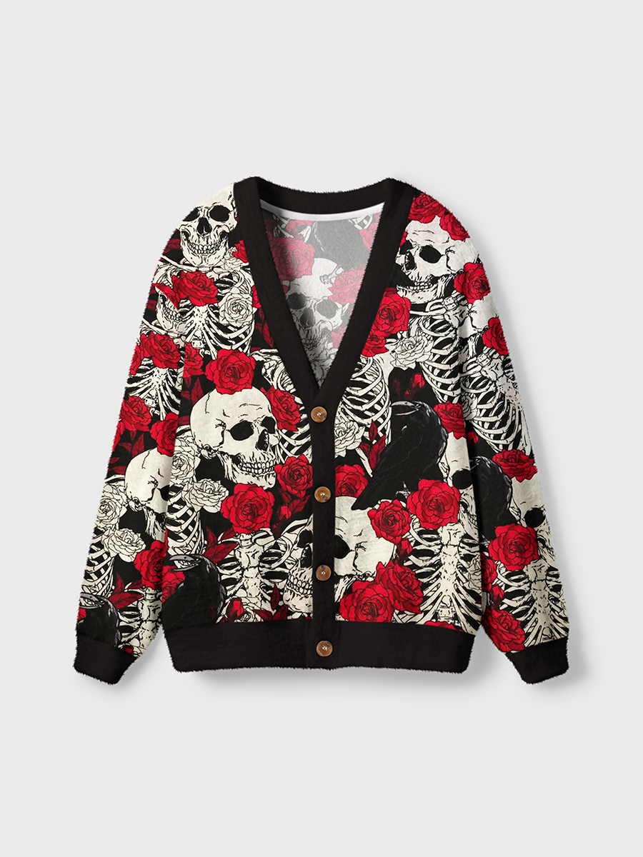 Vintage Skull Rose Cardigan Sweaters