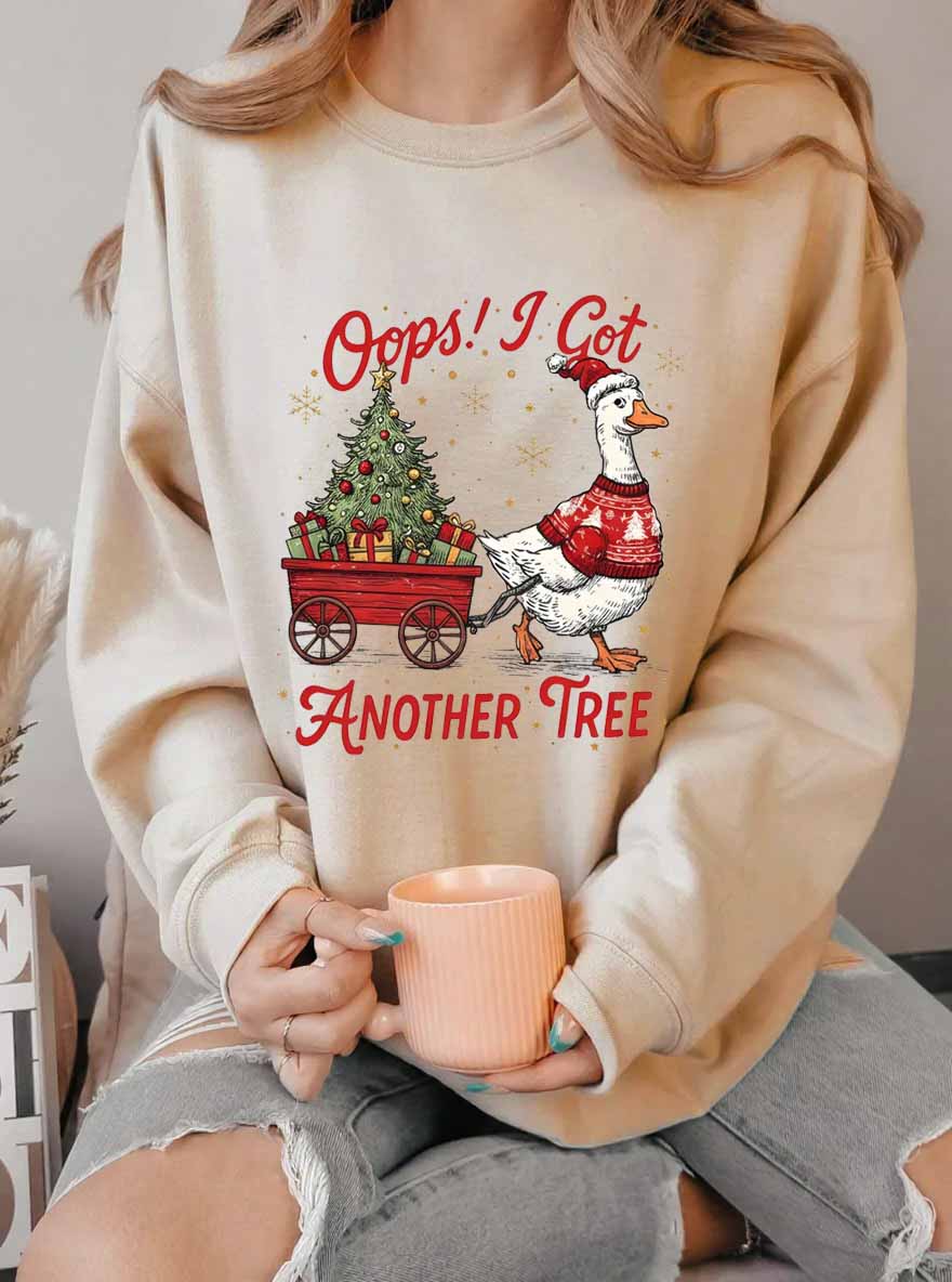 Vintage Oops I Got Another Tree Oversize Graphic Sweatshirt