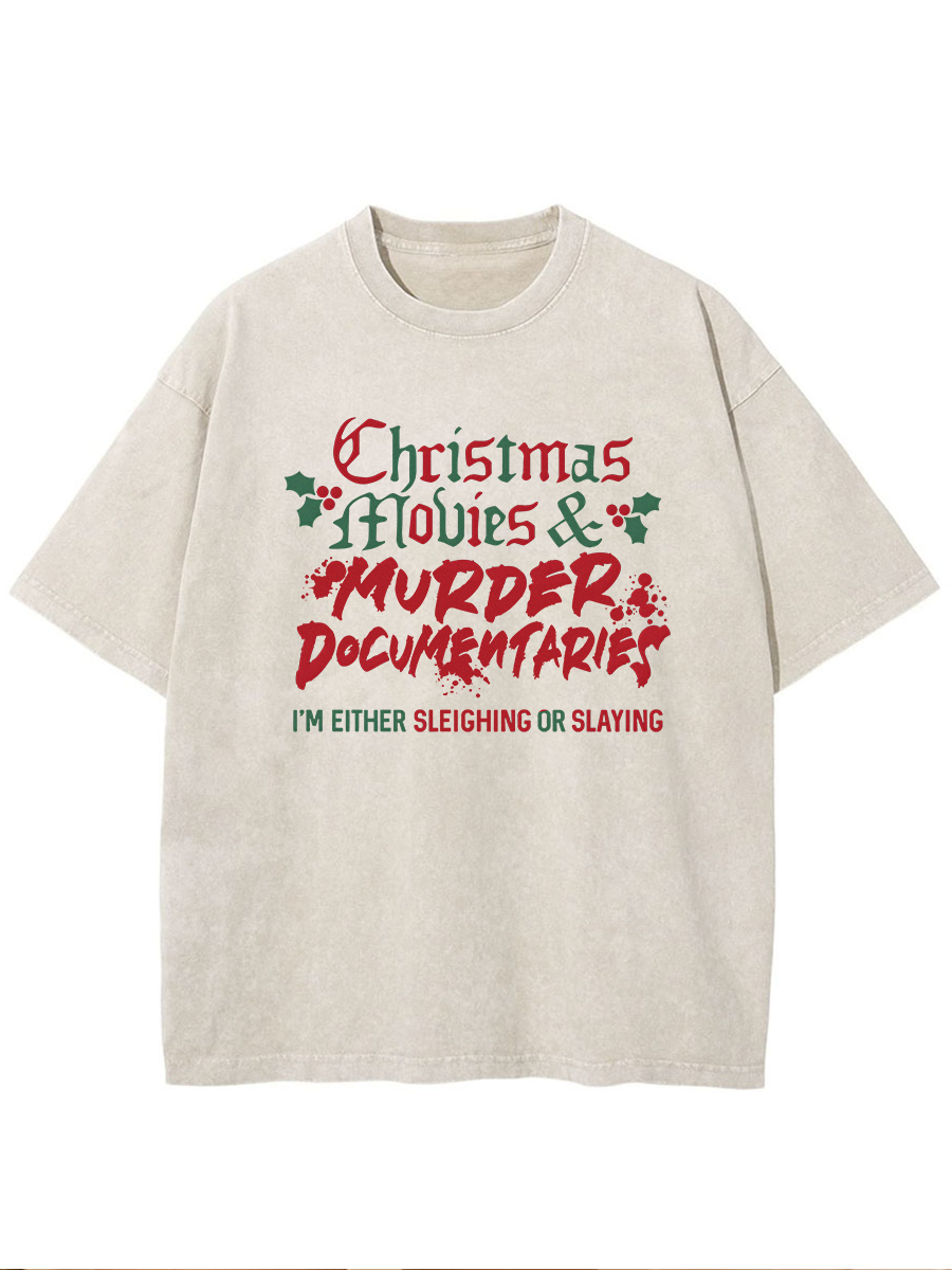 Vintage Christmas and Murder Oversize Washed T-Shirt