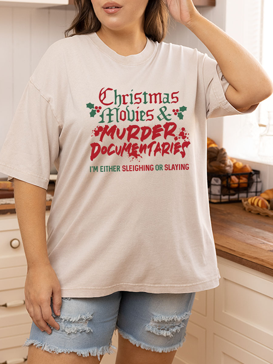 Vintage Christmas and Murder Oversize Washed T-Shirt