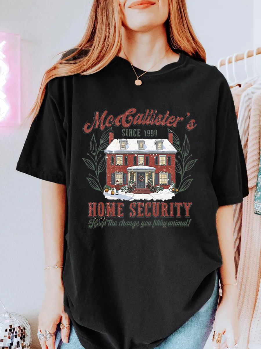 Vintage Home Security Oversize Graphic Tee