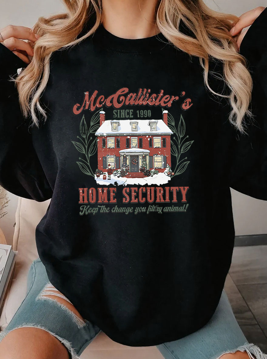 Vintage Home Security Oversize Graphic Sweatshirt