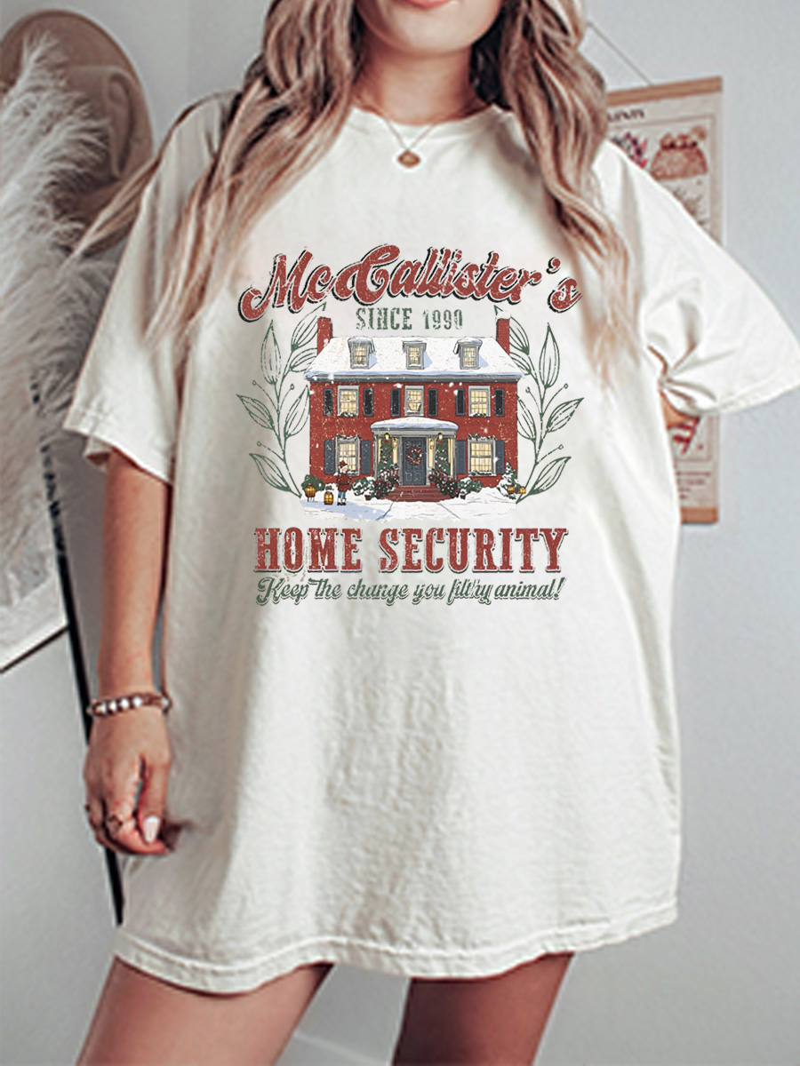 Vintage Home Security Oversize Graphic Tee