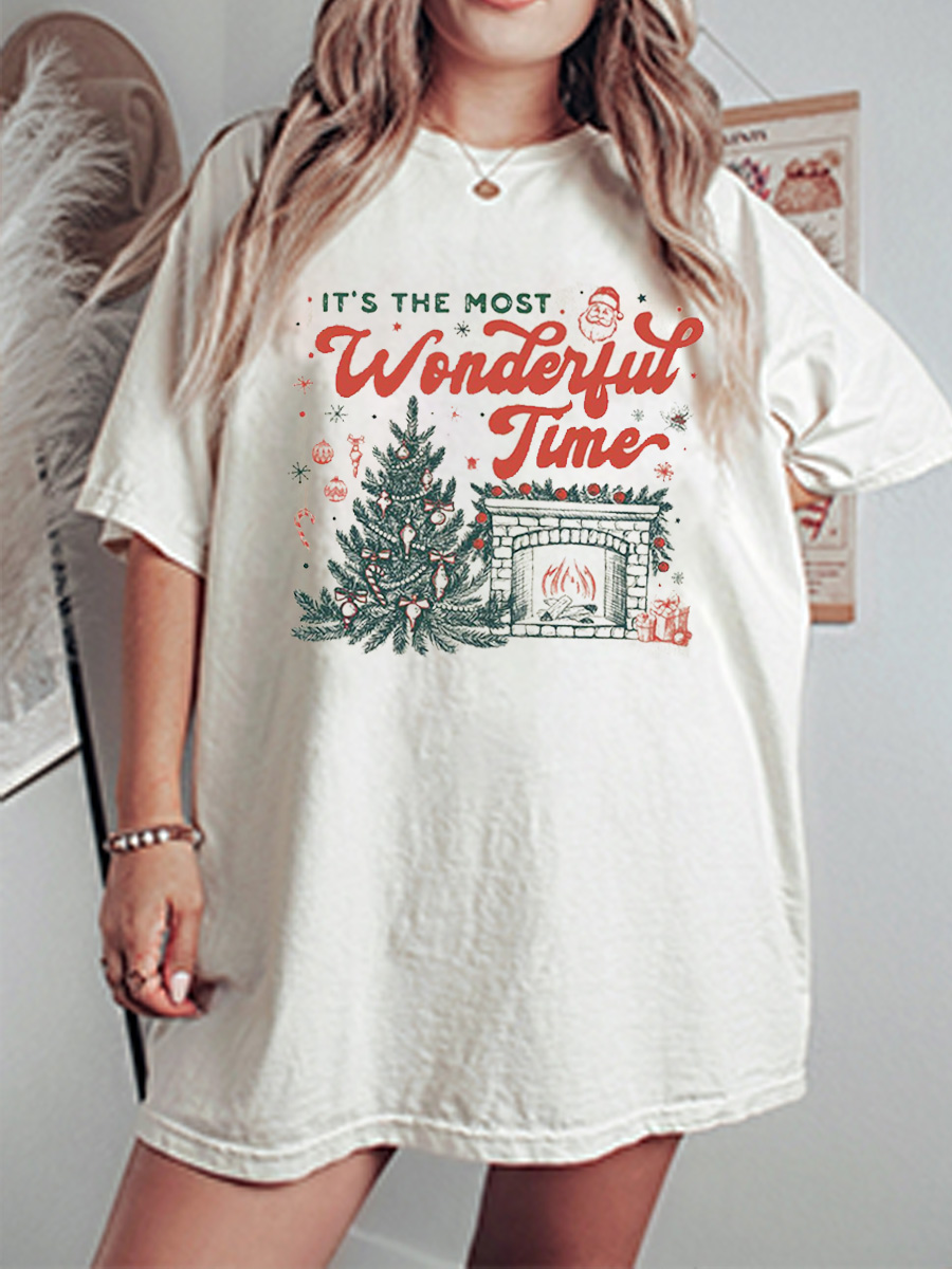 Vintage It's The Most Wonderful Time Oversize Graphic Tee