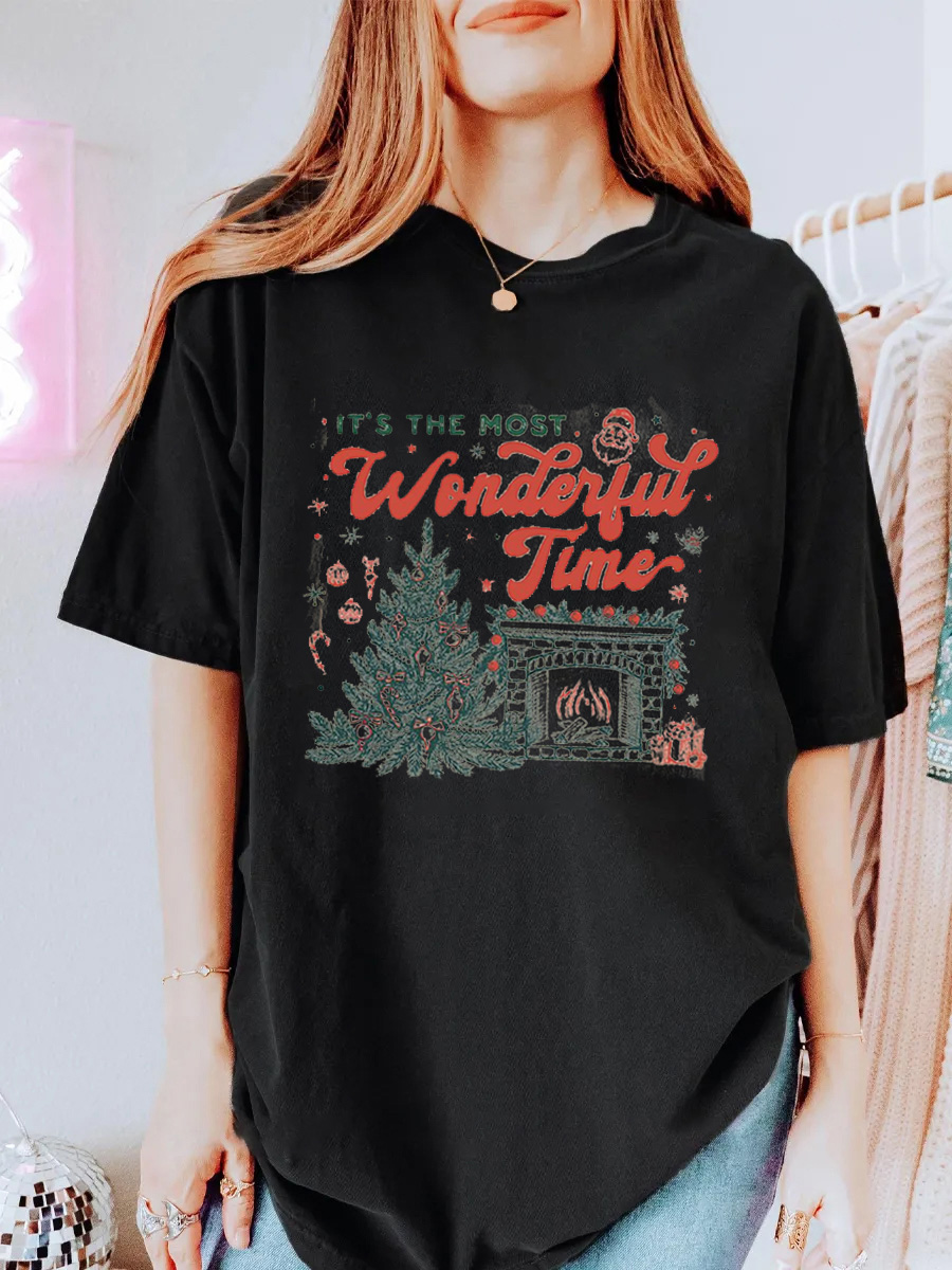 Vintage It's The Most Wonderful Time Oversize Graphic Tee