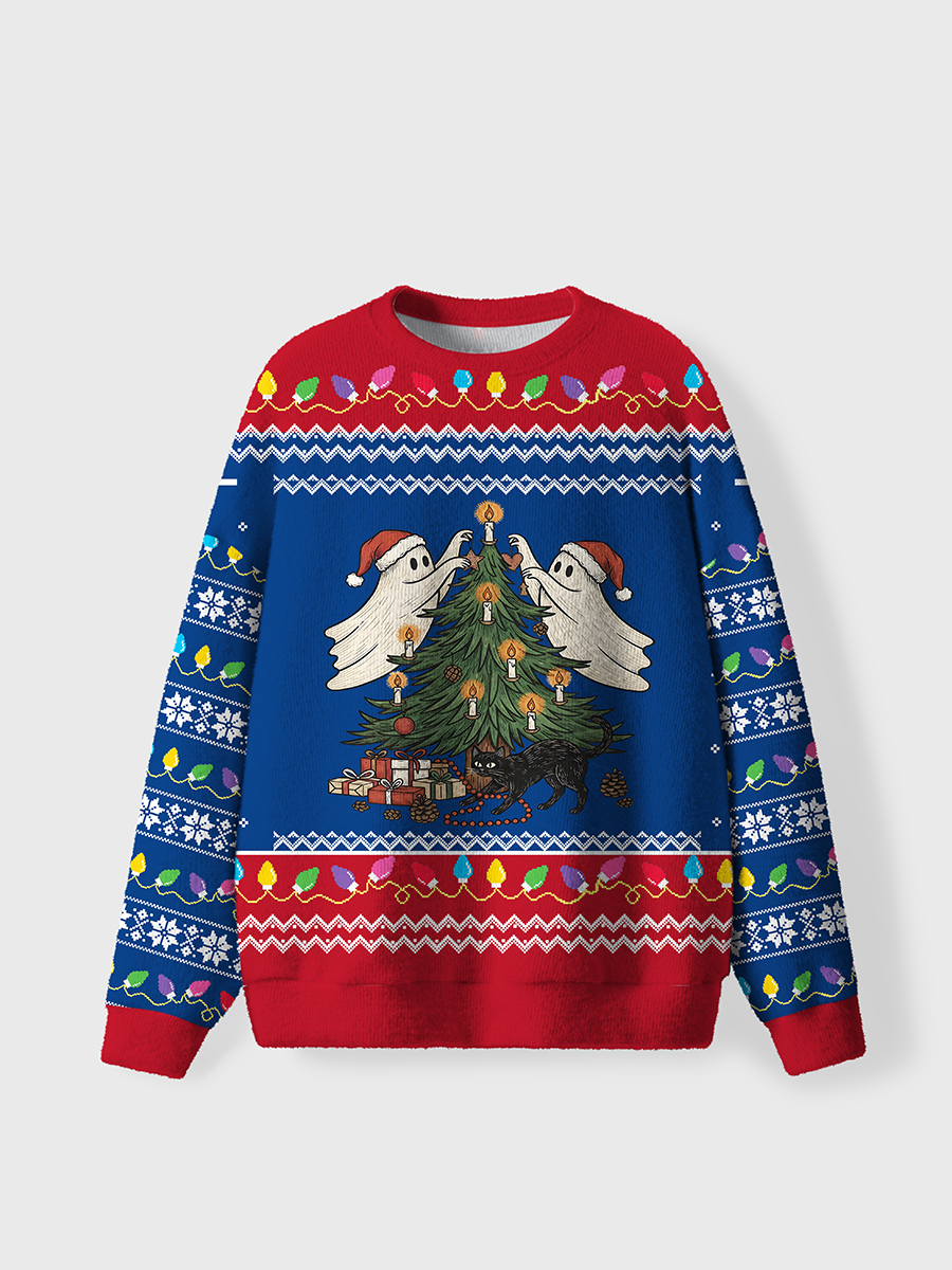 Vintage Christmas Tree Ghost Ugly Sweater