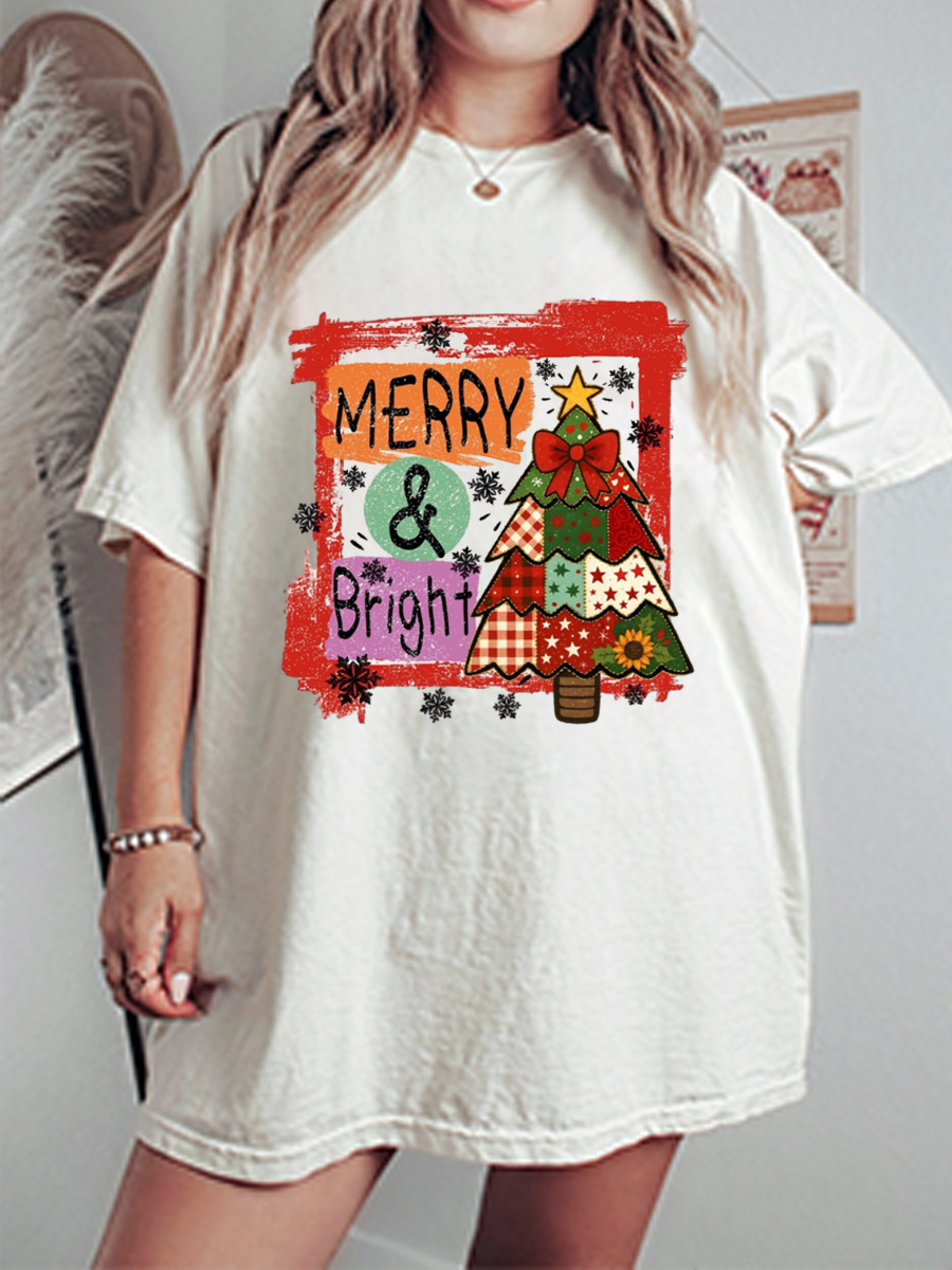 Vintage Merry And Bright Oversize Graphic Tee