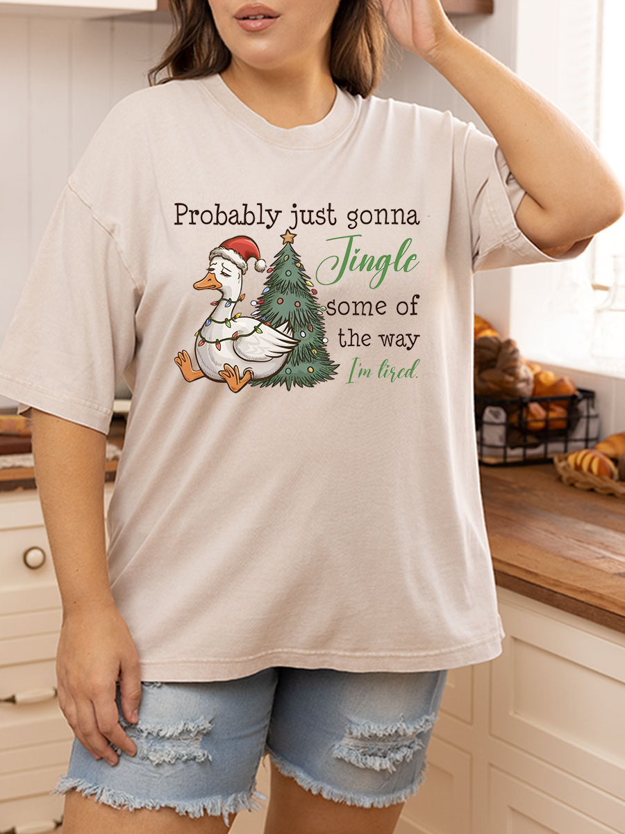 Vintage Probably Just Gonna Jingle Tired Oversize Washed T-Shirt