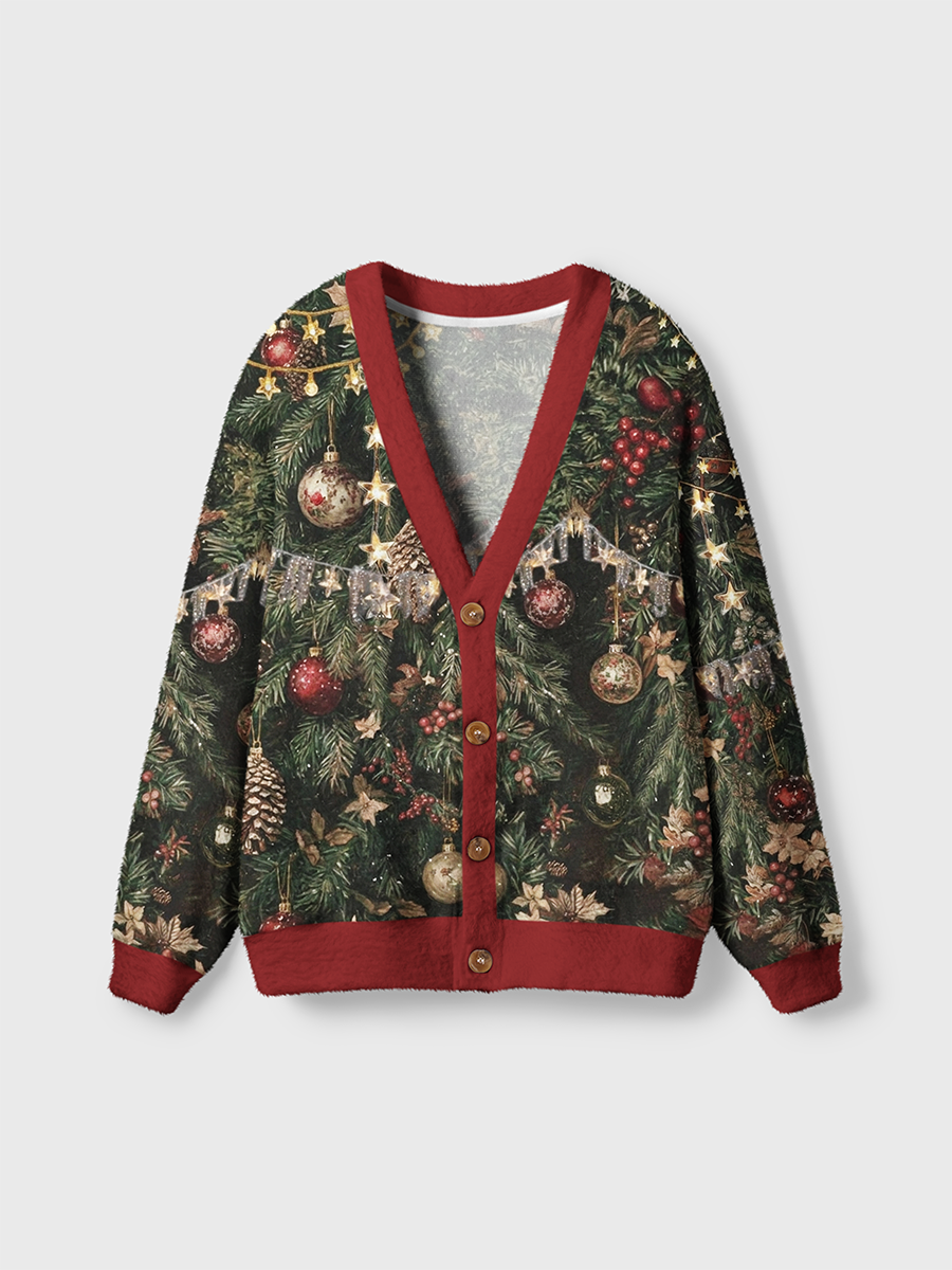 Vintage Christmas Tree Ornaments Cardigan Sweaters