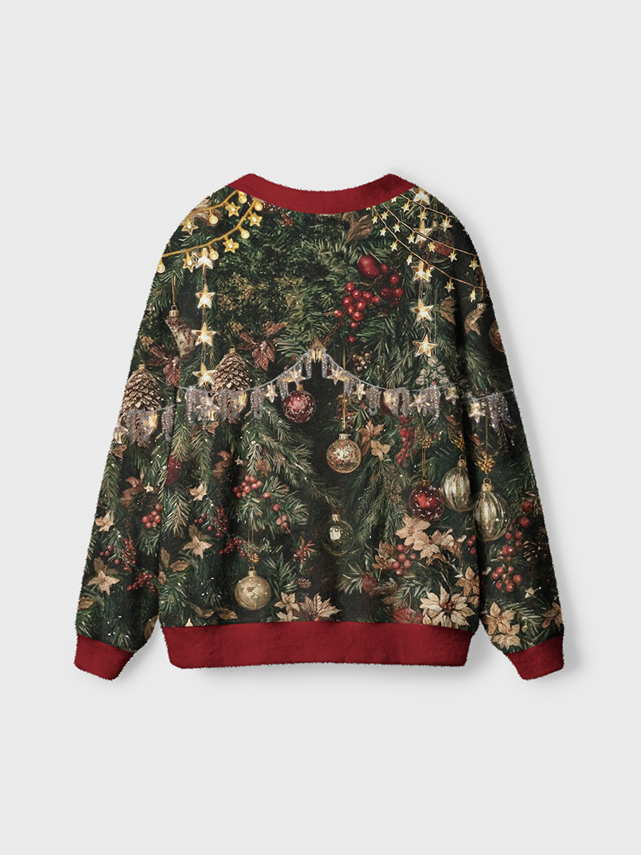 Vintage Christmas Tree Ornaments Cardigan Sweaters