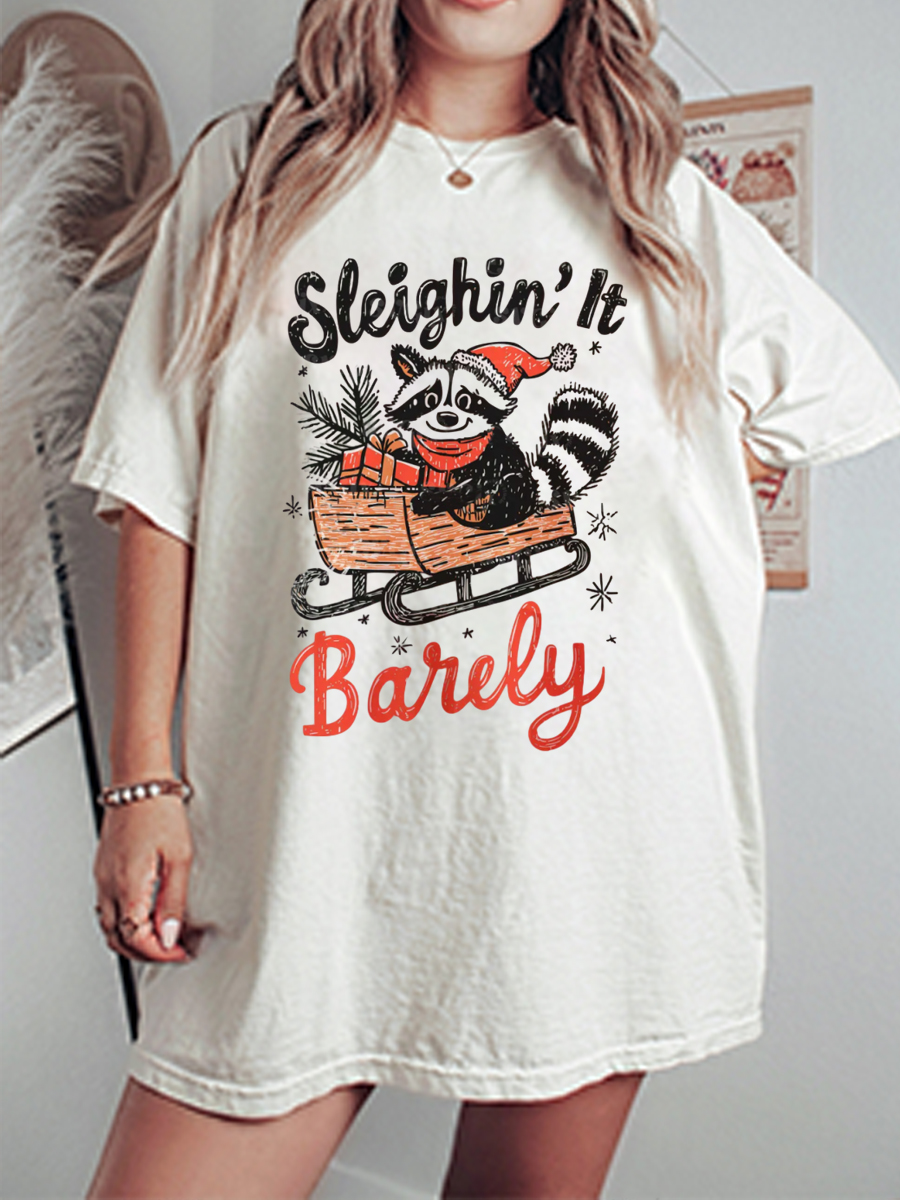 Vintage Holiday Humor Oversize Graphic Tee
