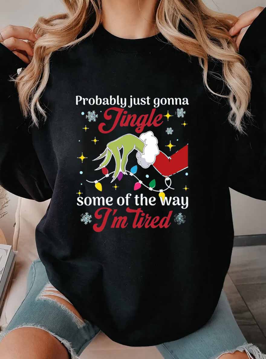 Vintage I'm Tired Christmas Probably Just Gonna Jingle Some Of The Way Oversize Graphic Sweatshirt