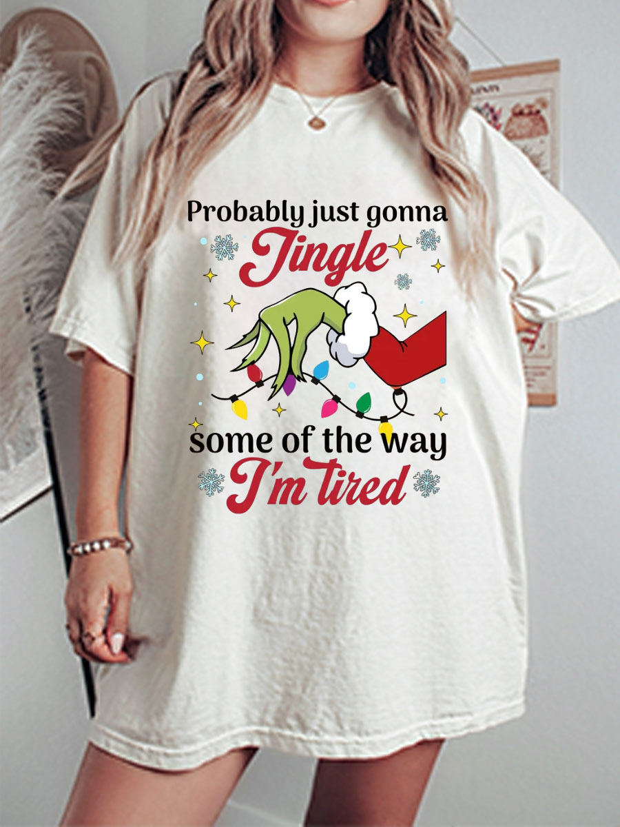 Vintage I'm Tired Christmas Probably Just Gonna Jingle Some Of The Way Oversize Graphic Tee