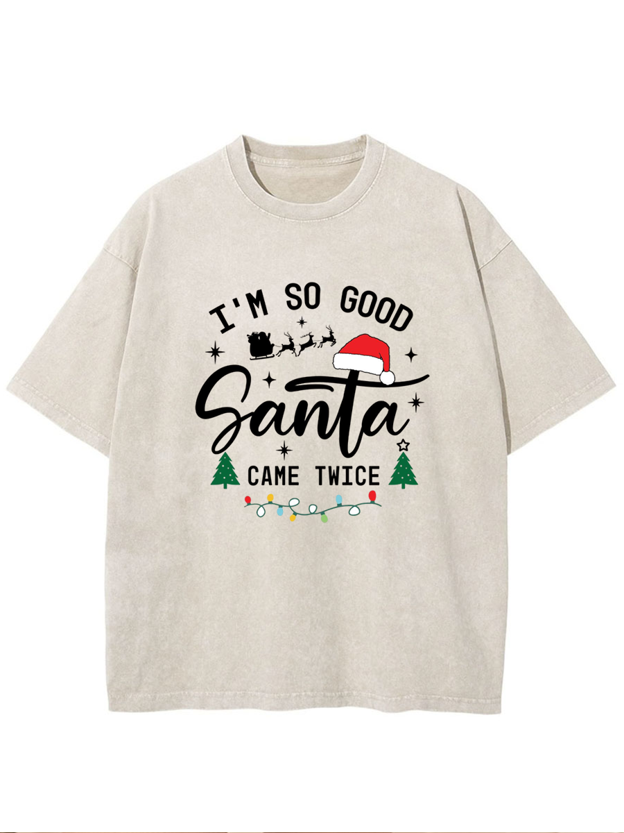 Vintage Santa Came Twice Oversize Washed T-Shirt