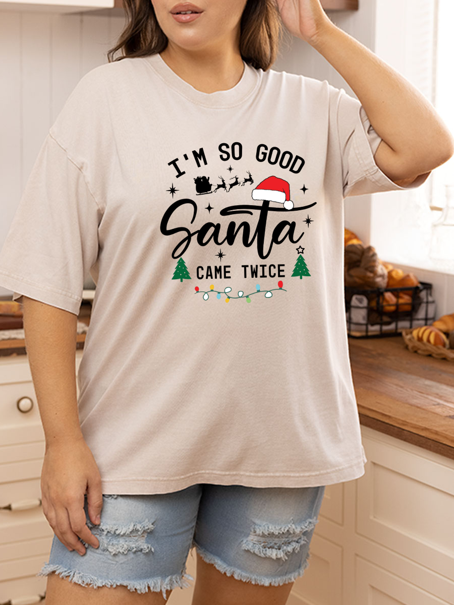 Vintage Santa Came Twice Oversize Washed T-Shirt