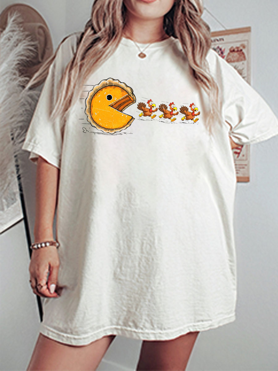 Vintage Pumpkin Season Thanksgiving Oversize Graphic Tee