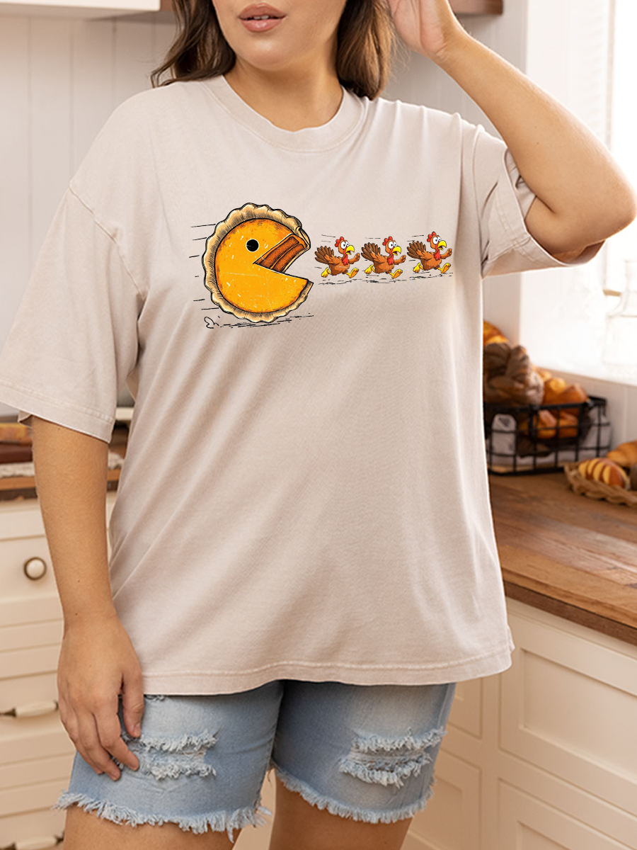 Vintage Pumpkin Season Thanksgiving Oversize Washed T-Shirt