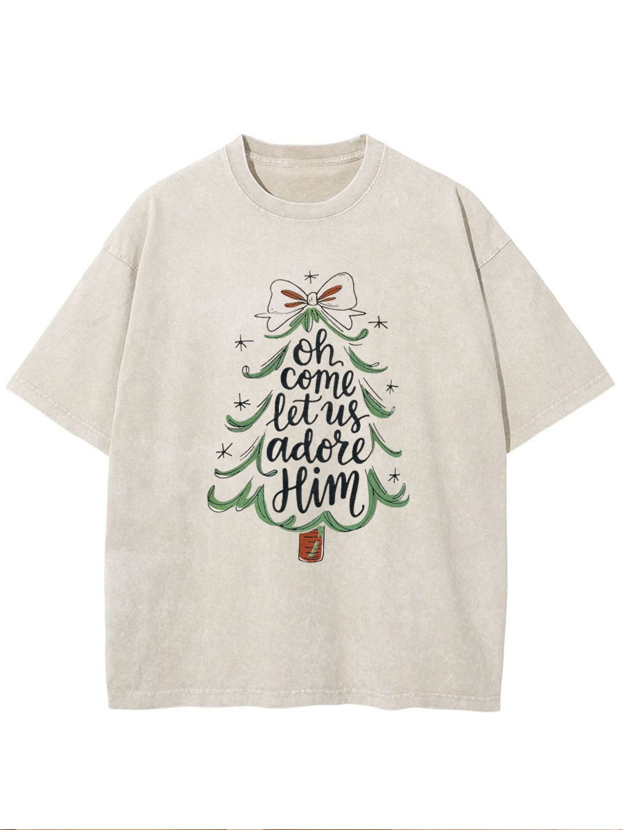 Vintage Oh Come Let Us Adore Him Oversize Washed T-Shirt