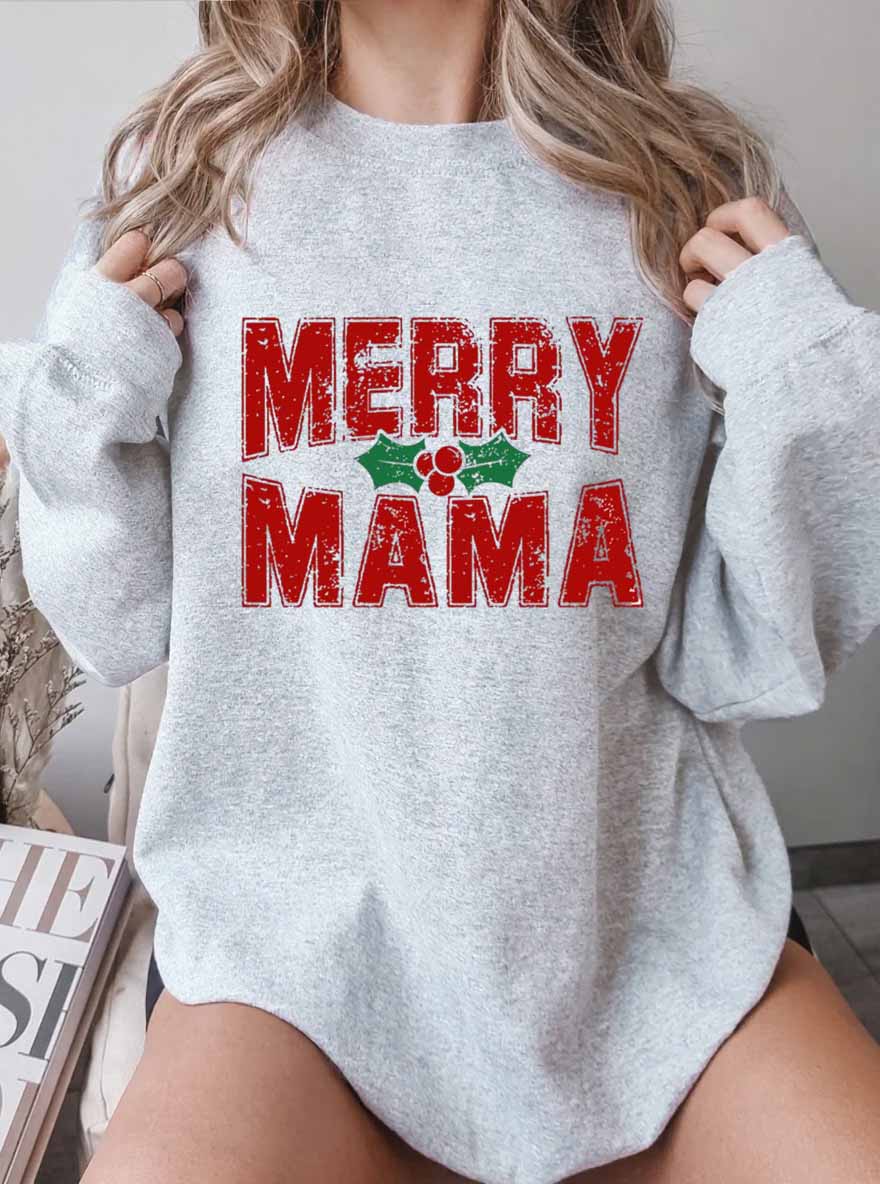 Vintage Merry Mama Oversize Graphic Sweatshirt