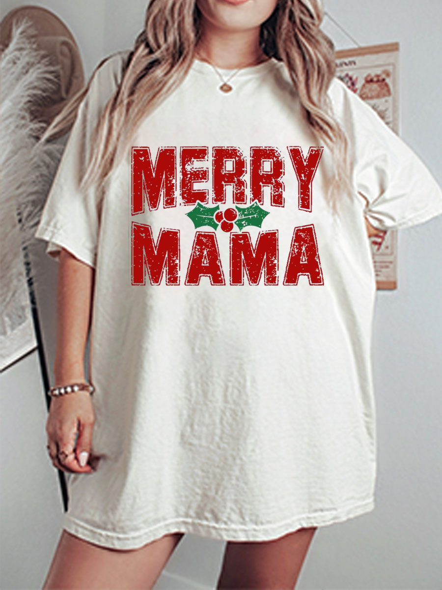 Vintage Merry Mama Oversize Graphic Tee