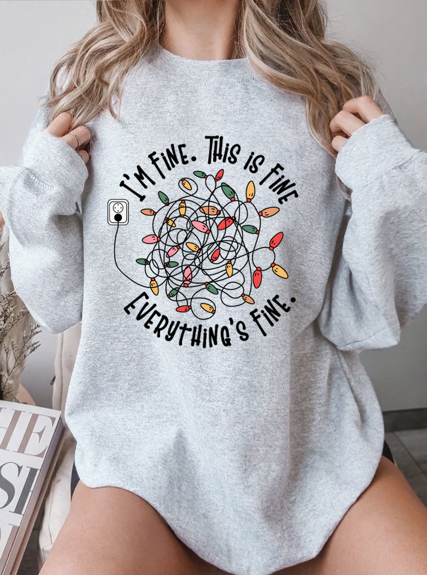 Vintage Everything'S Fine Oversize Graphic Sweatshirt